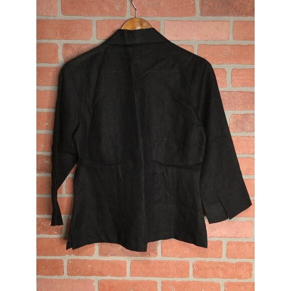 Talbots Womens Irish Linen Button Front Jacket Collared Long Sleeve Black Size 6 - Picture 3 of 5